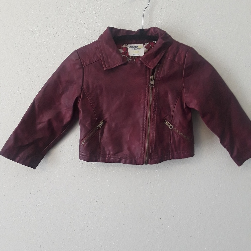 Genuine kids purple leather jacket